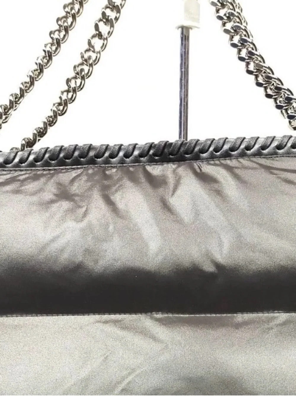 Stella McCartney Black Puffer Shoulder Bag with Chain Trim